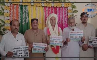 نوشہروفیروز : دلہا کا شادی کی تقریب میں متنازعہ کینالز معاملے پر احتجاج ،نعرے بازی
