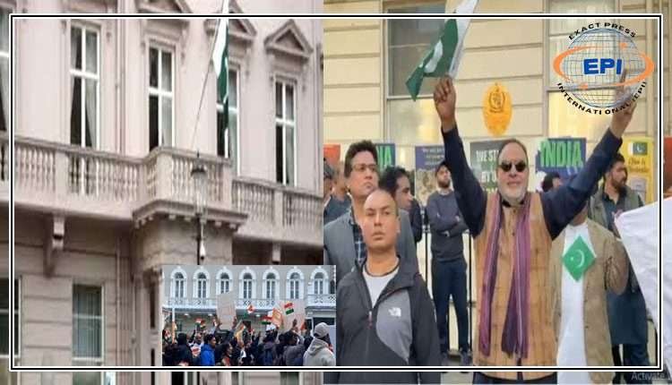 لندن  : بھارتی دہشتگرد تنظیم کا پاکستان ہائی کمیشن پرحملہ ،اوورسیز پاکستانیوں نے ناپاک عزائم خاک میں ملادیئے